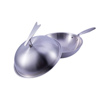 Comfortable new design small kitchen all clad stainless steel woks pan cookware with lid non stick for sale